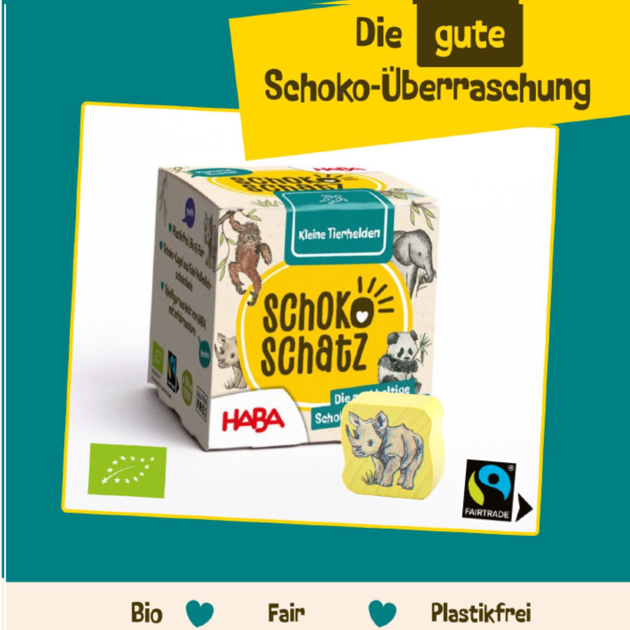 VORBESTELLBAR: Thekendisplay SchokoSchatz für Kids / Edition "Kleine Tierhelden" mit HABA  (Display inkl. 18 SchokoSchätze)