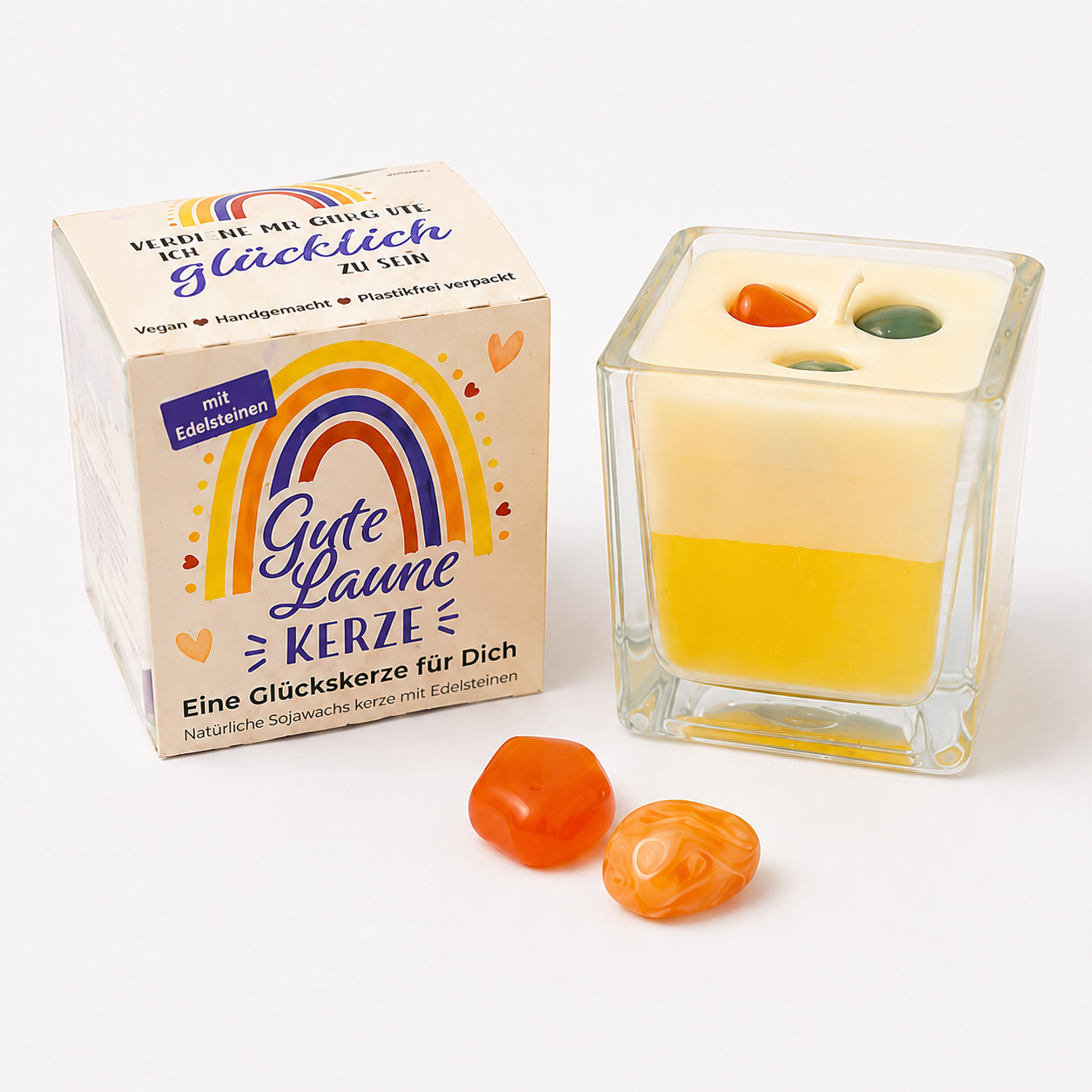 GlücksKerze mit Edelsteinen