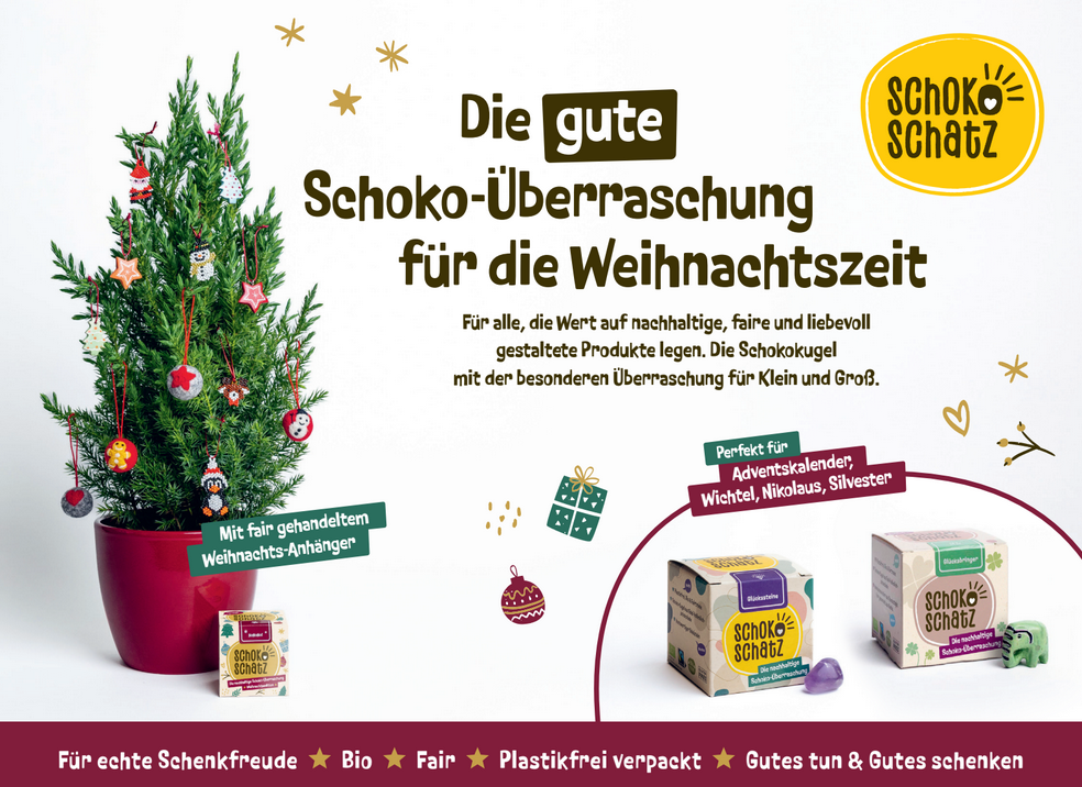 Vorbestellbar: Thekendisplay SchokoSchatz "Weihnachtsedition"  (Display inkl. 18 SchokoSchätze)